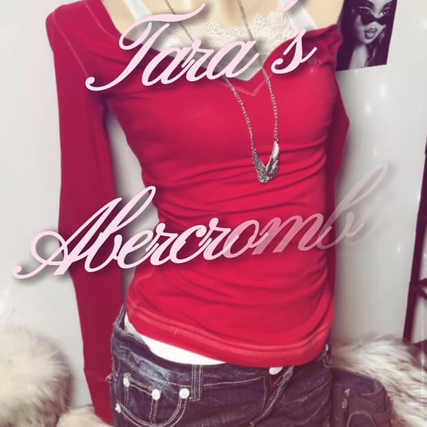아베크롬비 레드 딱붙 니트탑