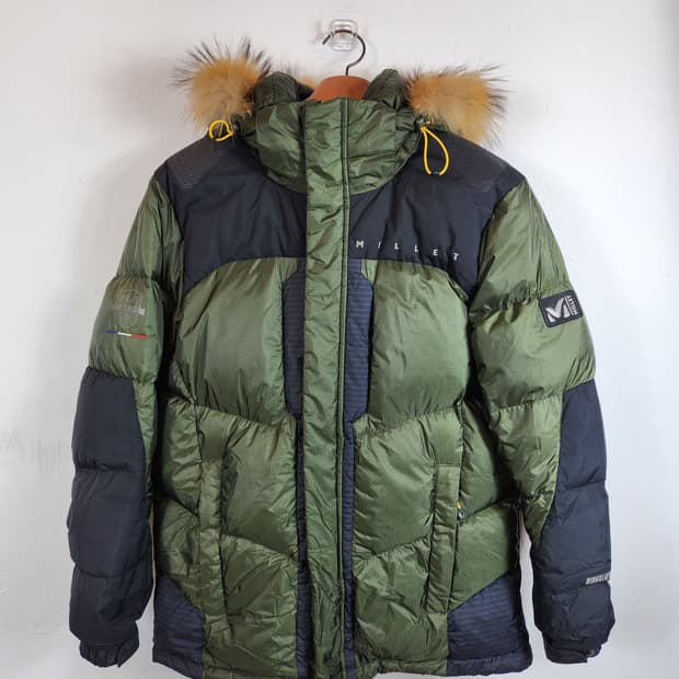 밀레 윈드스토퍼 발열구스패딩 95 M 카키 새제품급
