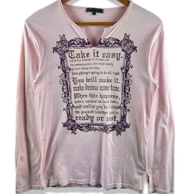 JPN Y2K 레터링 핑크 롱슬리브2599