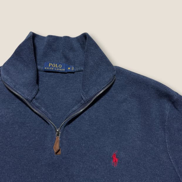 폴로랄프로렌 네이비 쿼터집업 니트 스웻셔츠 M