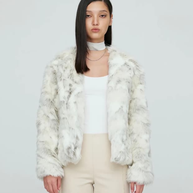 나체 퍼 자켓 크림 믹스퍼