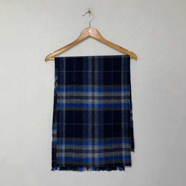 메트로시티 빈티지 캐시미어 100 체크 목도리 머플러 네이비/블루