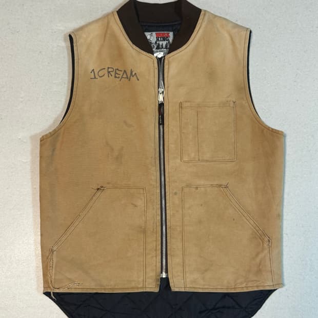 90s work king 칼하트 캔버스 distressed 조끼 베스트
