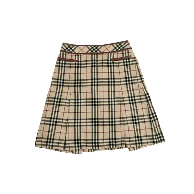 버버리 블루라벨 체크 미디스커트 36