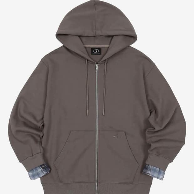 비피투디스오더 체크 레이어드 후드집업 브라운 2사이즈