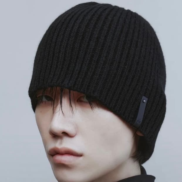 Youth leather trim beanie