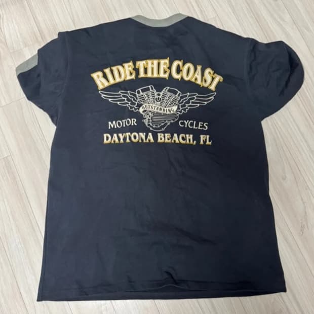 (새상품 XL) 아웃스탠딩 MOT 반팔 링거 티셔츠 차콜