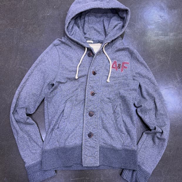 아베크롬비 버튼업 후드 머슬핏 자켓 그레이 M