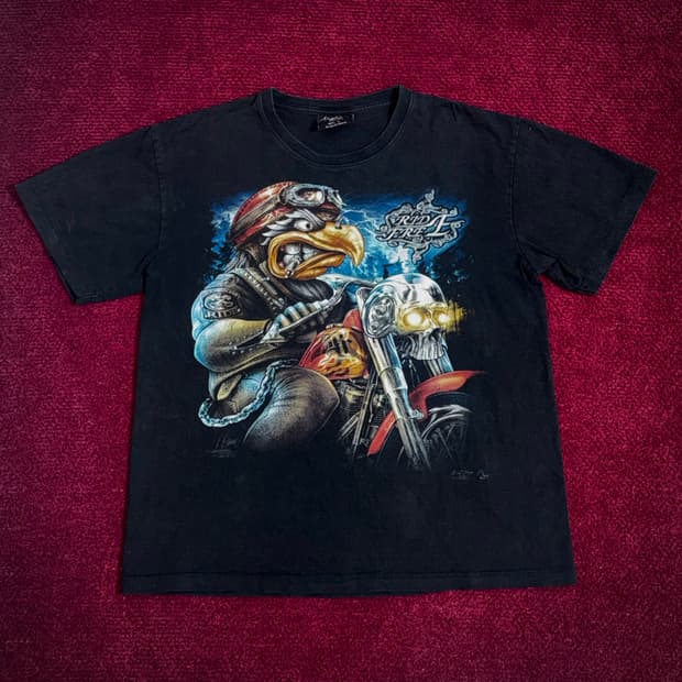 락창 빈티지 독수리 라이딩 반팔티 L