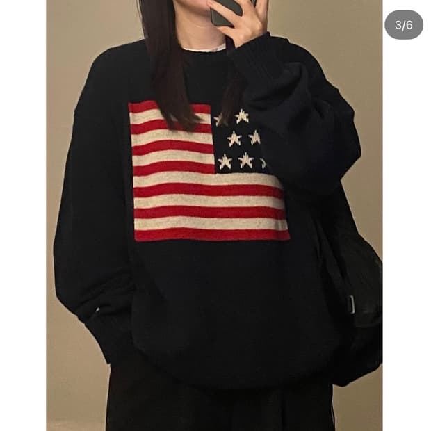 이벳필드 성조기 빅로고 네이비 니트 남녀공용