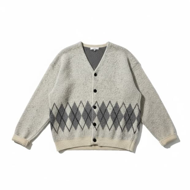 TONYWACK 아가일 알파카 울 가디건 아이보리