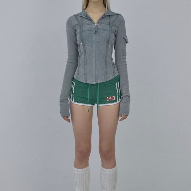 스컬프터 워시드 본디지 후드 집업