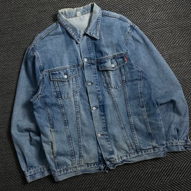 90s 빈티지 올드스쿨 데님 트러커 연청 청자켓 y 4427