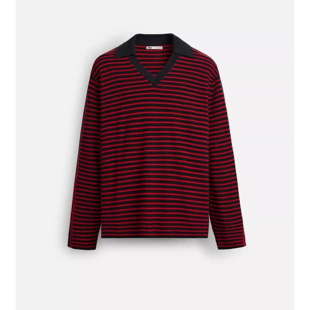 (L) 자라 스트라이프 니트 폴로셔츠