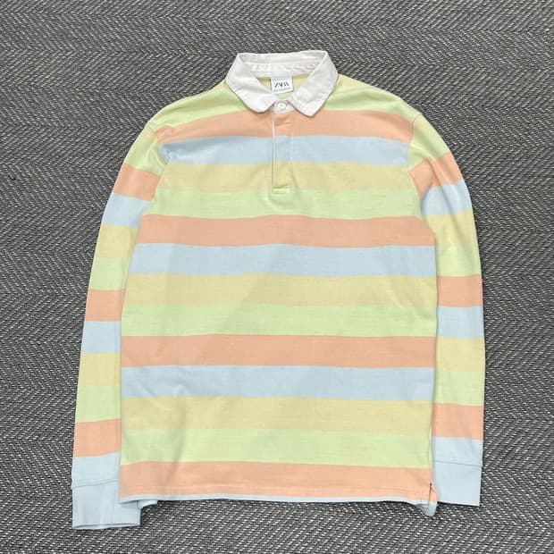 자라 배색 럭비 티셔츠 v0328