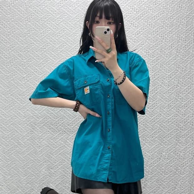 칼하트 컨트리 레트로 민트코어 반팔 워크 셔츠 L C12273