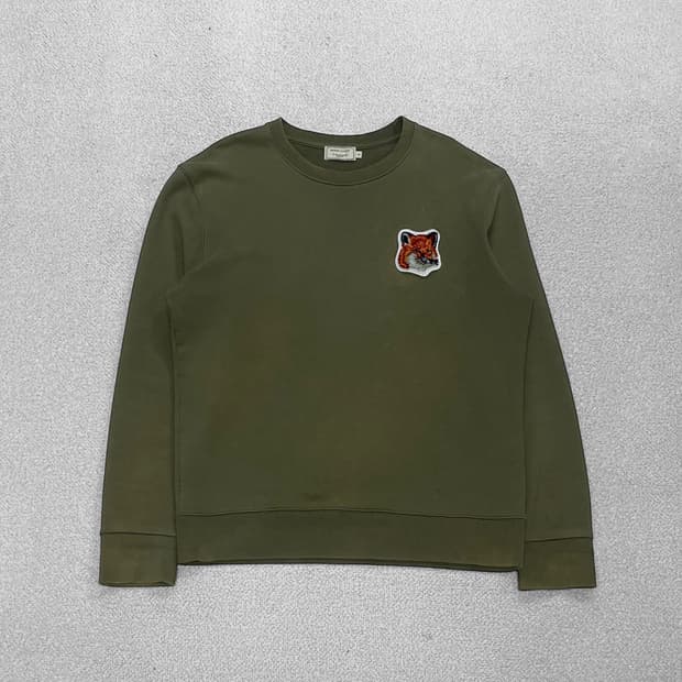 메종키츠네 빅 폭스 패치 맨투맨 카키