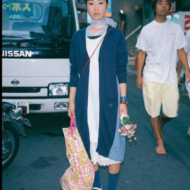 히스테릭글래머 샴브레이 믹스 롱 가디건