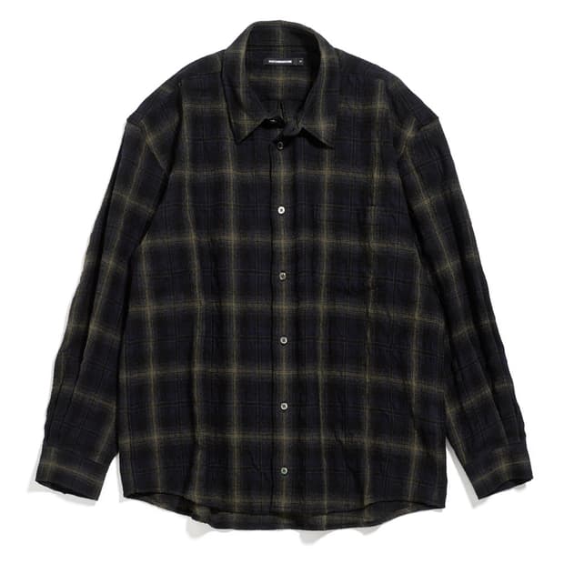 해칭룸 클래식 셔츠 거즈 울 체크 다크 네이비