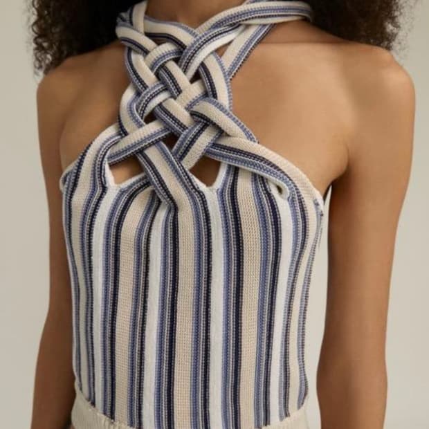 y/project Braided Neck Knit Top In Neutr