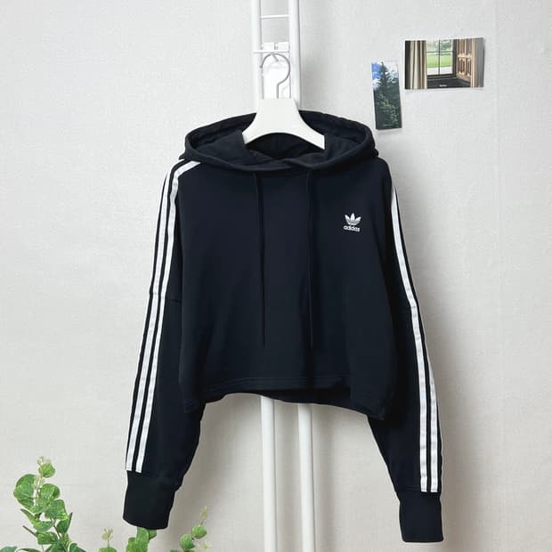 아디다스 크롭 후드티 