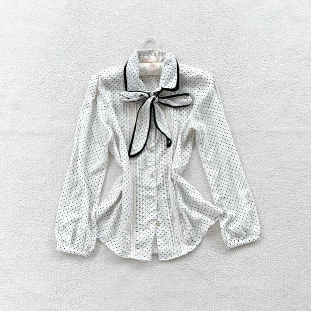 폴카도트 리본 히메 블라우스