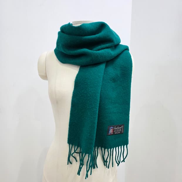 피에르가르뎅 100% 퓨어 램스 울 청록색 머플러
