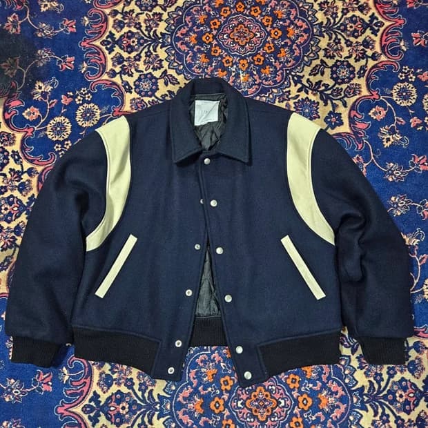 집시(Jipsy) 울 카라넥 컬러블럭 바시티 자켓