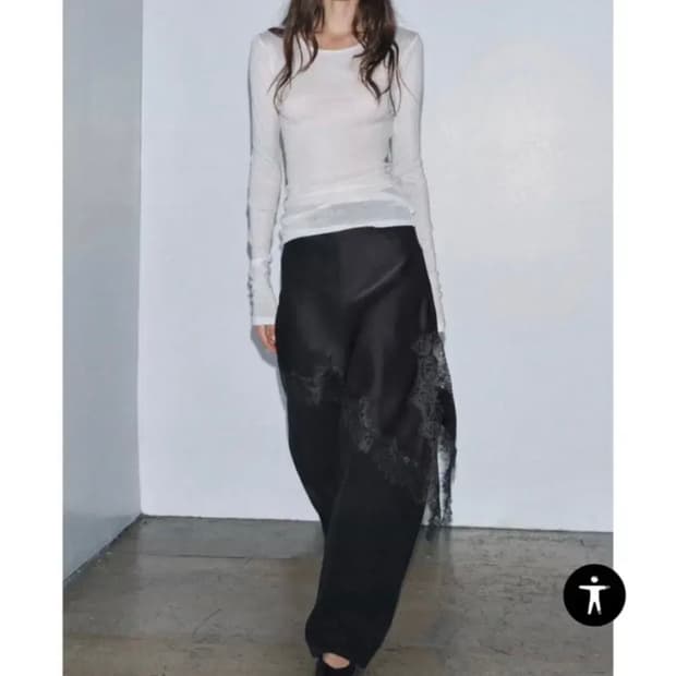 새상품/ 자라 zara 새틴 레이스 언발 스커트