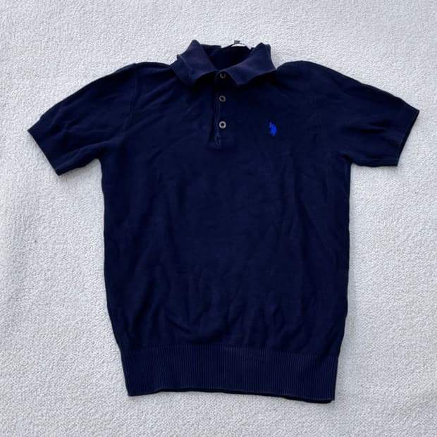 M U.S폴로 네이비 니트 반팔 티셔츠 0304E
