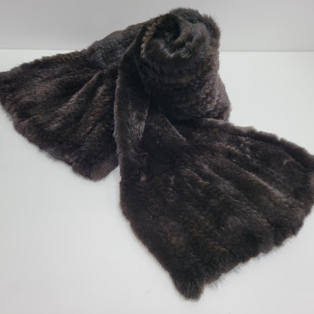 천연 밍크 머플러 / 총장 170 다크브라운 