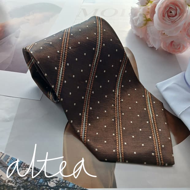 알테아 실크 스트라이프 도트 넥타이 9.6cm A+등급 A18651
