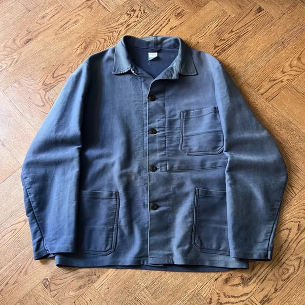 [M]90's Pionier사 빈티지 페이딩 몰스킨 프렌치 워크 자켓