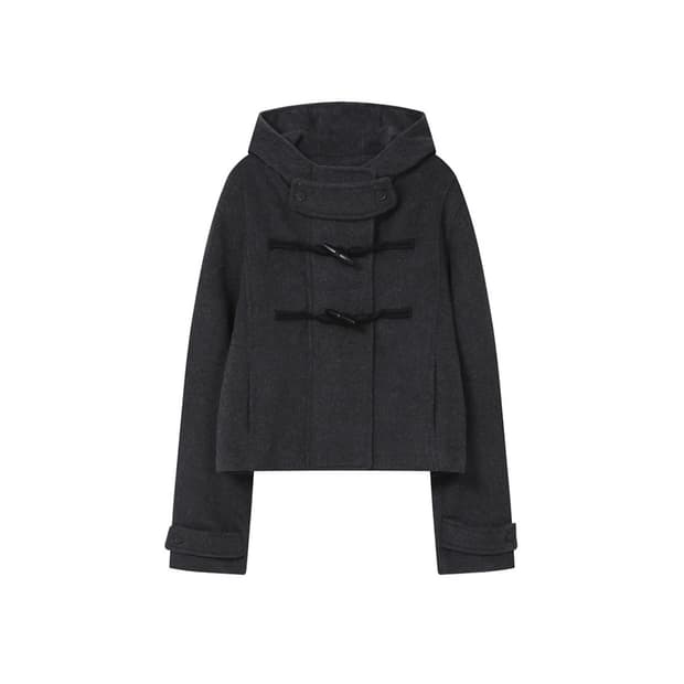 미세키서울 더플 후디 숏코트 차콜
