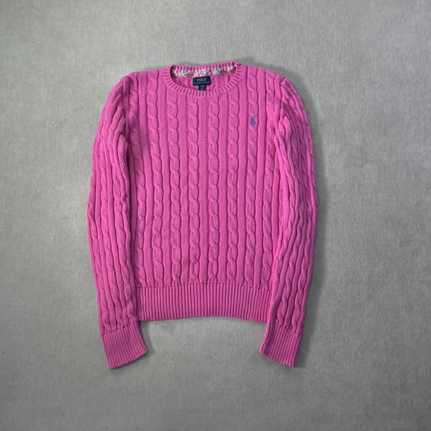 W 95 폴로랄프로렌 신형 핑크 꽈배기 니트