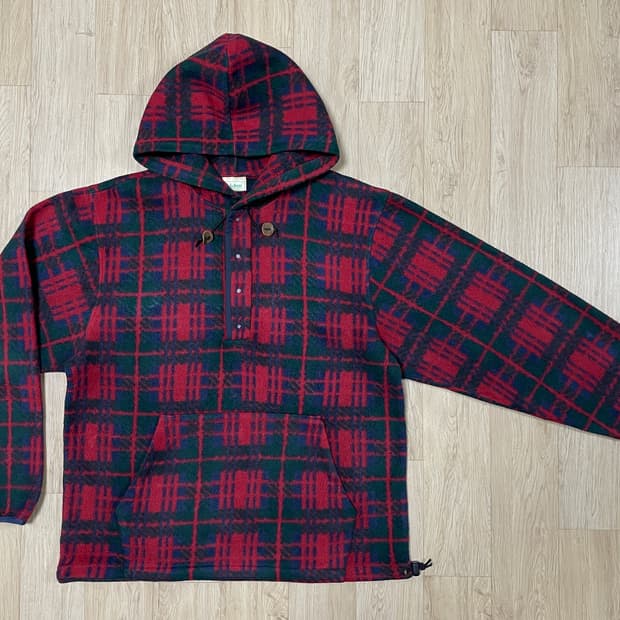 105) 80's 엘엘빈 체크 후리스 후드아노락(RRL&LVC&폴로)