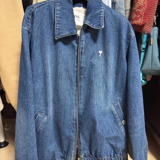 [정품] 아미 실버 하트로고 데님 지퍼 청자켓 