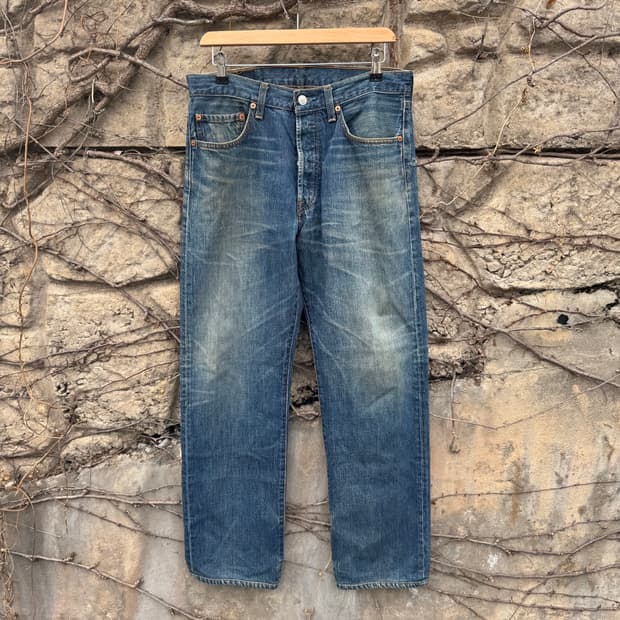 90s 리바이스 빈티지 501 워싱 데님 팬츠 32