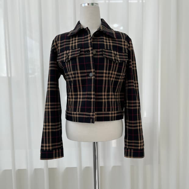 버버리 런던 체크 숏 자켓 M