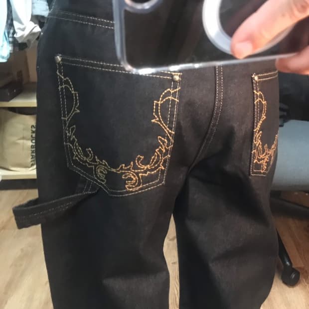 웨스턴 패치 와이드 팬츠