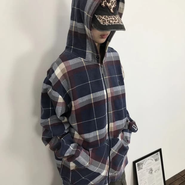DC Shoes Plaid Zip-Up Hoodie