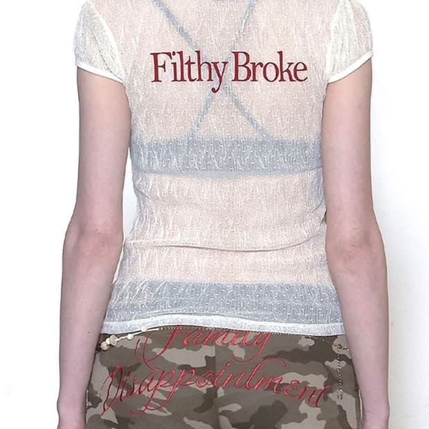 Filthy Broke Sheer Tee Mesh Cream