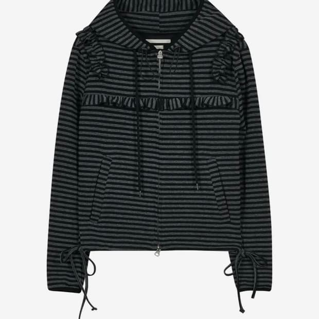 타입서비스 러플 후드집업 Ruffled Stripe Zip Hoodie