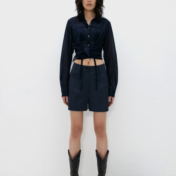 (새제품)S/e/o 에스이오 raw edge shorts navy 반바지