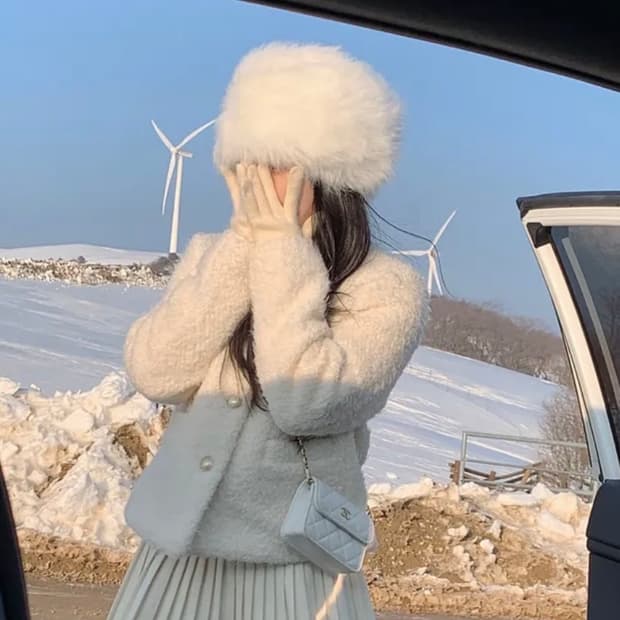 화이트 러시아모자 털모자