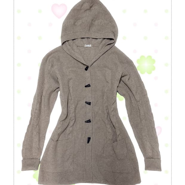 베이지 떡볶이 후드 가디건