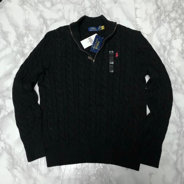 폴로 랄프로렌 꽈배기 니트 새상품 반집업