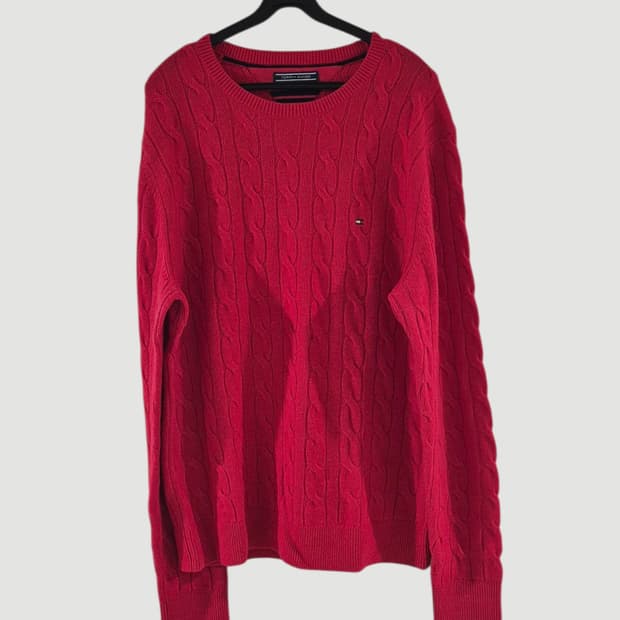 [110]타미힐피거 꽈배기 울 니트스웨터