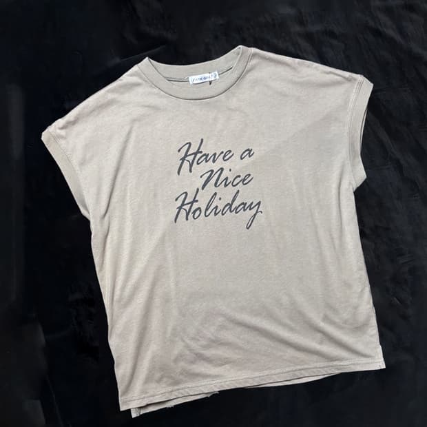 일본빈티지 브라운 나시형 티셔츠