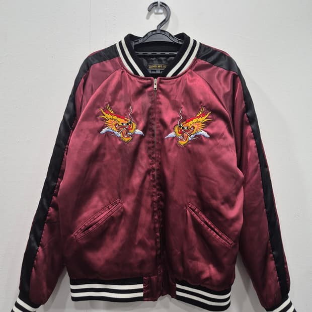 어커버 스카쟌 자수 점퍼 버건디 자켓남성 95사이즈